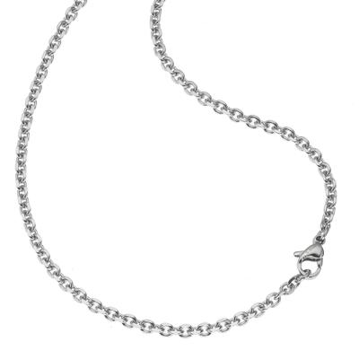 Collierkettchen ZEEME "Edelstahl-Ankerkette 3mm breit", grau, Halsketten, Damen, 55cm, Edelstahl, L: 55 B: 3mm, glänzend, B:3mm
