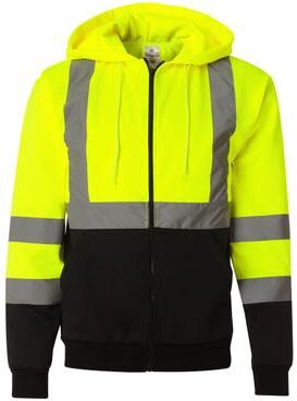 Kishigo JS102-103 Hi-Vis Full-Zip Hooded Sweatshirt in Lime size 4XL   Polyester