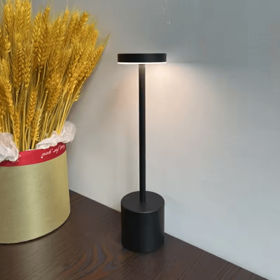 Inspire Curations Portable Aluminum LED Table Lamp USB Rechargeable Cordless Dimmable Light black