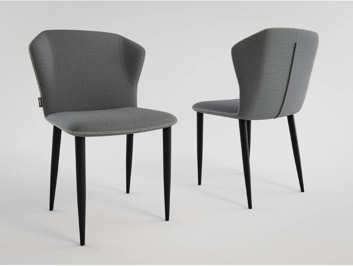 Magnolia Home Esszimmerstuhl 2er Set Esszimmerstuhl Design Küchenstuhl Cosmo Stoffbezug hellgrau Me