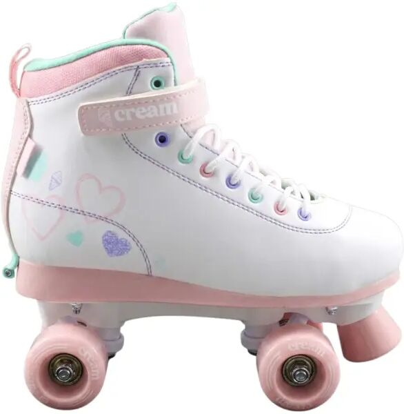Cream Skates Kids Roller Skates CREAM Scoop Hearts Adjustable (White - 6-8)  - White;Pink - Size: 6-8 UK