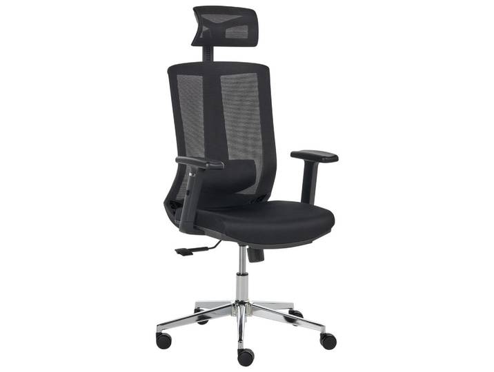 Beliani Bürostuhl Stoff Schwarz Enso, 66x123x66 cm, Büromöbel, Bürostühle, Drehstühle