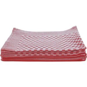 Zollner Geschirrtuch Carola 46 x 70 cm, 100% Baumwolle, weiß-rot, kariert, 10 Stück