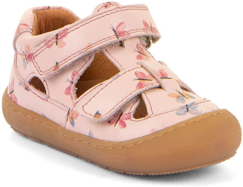 Sandale FRODDO "Ollie Sandal", Mädchen, Gr. 24, chromfrei gegerbt, rosa (schmetterling, rosa), Leder, bedruckt, Schuhe Sandale, Babyschuh, Klettschuh, Lauflernschuh mit luftigen Löchern schmetterling, rosa 24, chromfrei gegerbt