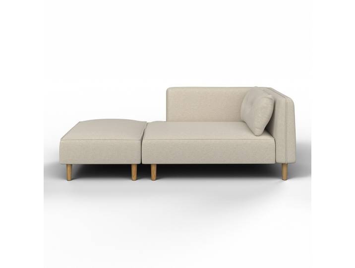 Sofa Fanny Beige Webstoff mit Hocker