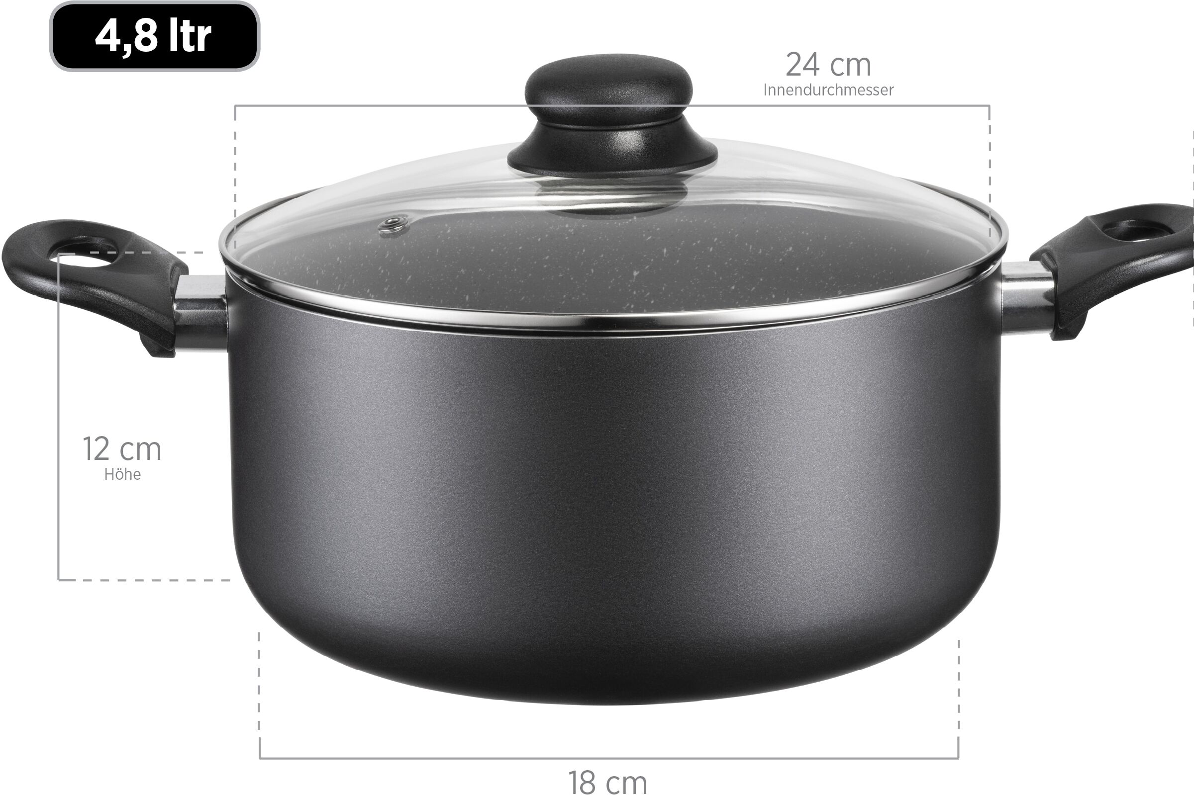 Topf-Set MÄSER "Izar", grau (schwarz), Töpfe, Topf-Set
