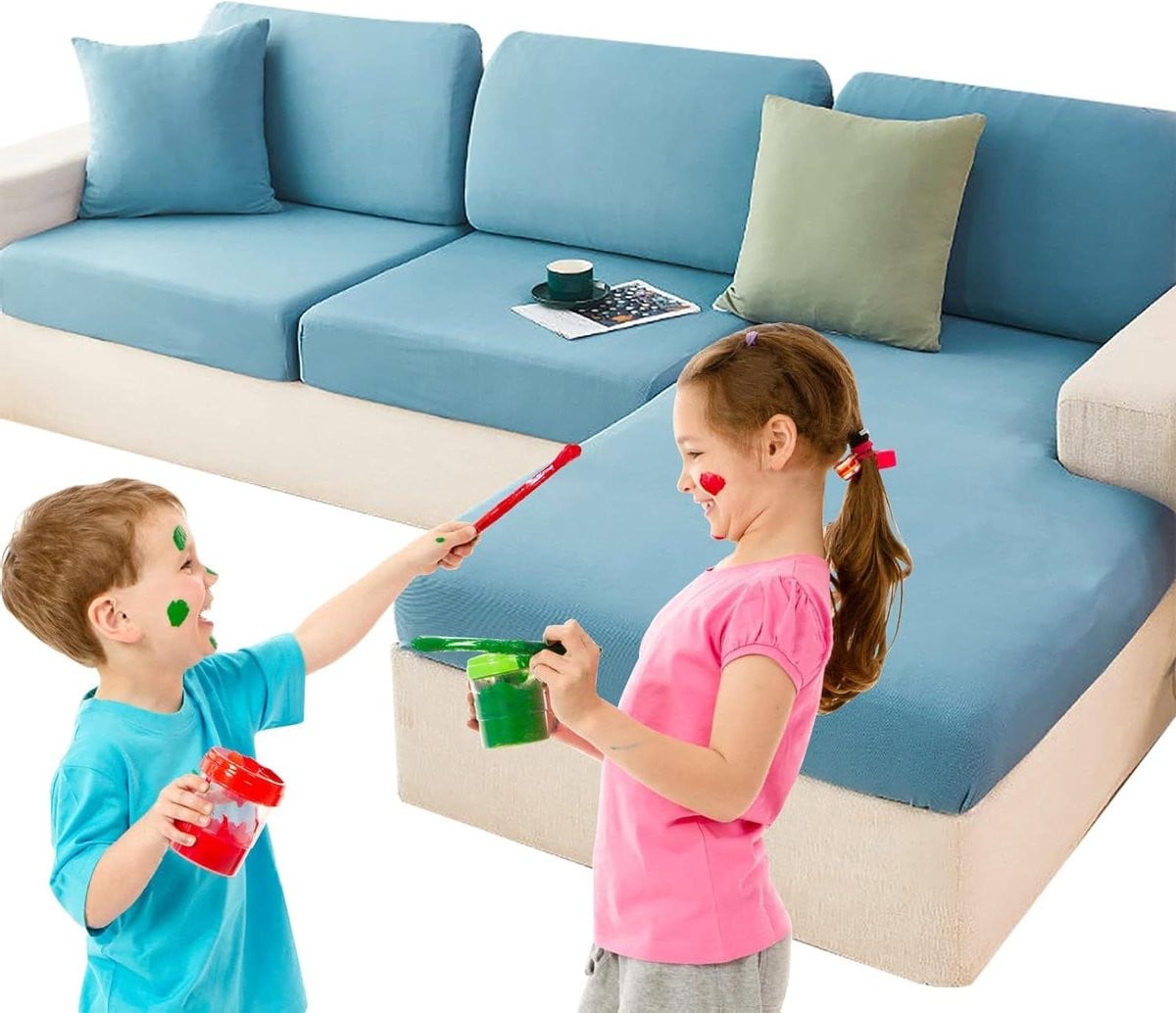 Groene Bankhoes Stretch - Elastische Zitkussenhoes voor je Sofa om je Bank te Beschermen