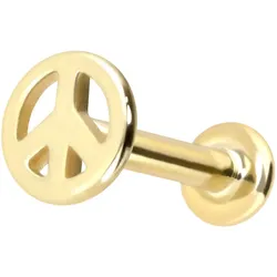 14 Karat Gold Labret mit Push Fit PEACE-ZEICHEN