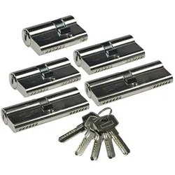 ChiliTec Schließzylinder-Set 5 30/10-30/30-35/35 Profil-Zylinder, 5 Sicherheits-Schlüssel