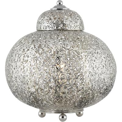 SEARCHLIGHT Tischleuchte "Fretwork Tischleuchte - Lasergeschnittenes Nickelmetall", silber (nickelfarben), H: 29cm, 1 Stk., Leuchten, Tischleuchte