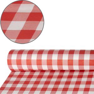 Papstar Tischdeckenrolle mit Damastprägung, Vichy Karo, 88163, rot / weiß, aus 45 g/m² Papiergewebe, Einweg, 1 x 50 m