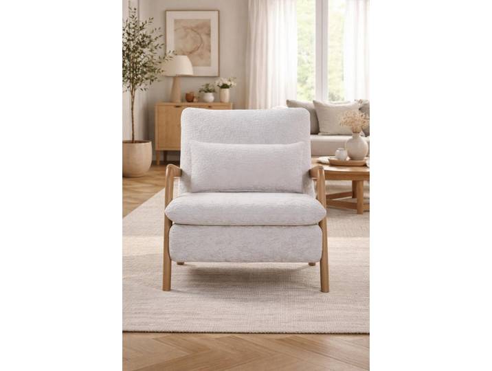 JVmoebel Sessel Grauer Polstersessel Stilvolles Holzgestell Wohnzimmer Textilsessel (1-St), Made in Europa