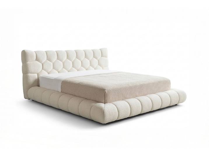 KAWOLA Polsterbett ATTICO Bouclé - Modernes Statement - Design Highlight, Inklusive Lattenrost 3-fach höhenverstellbar - Komfortabel & flexibel