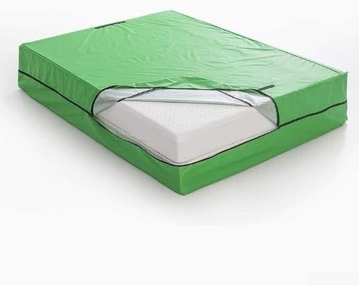 Groene waterdichte matras opbergtas met versterkte handgrepen voor verhuizen en opslag, B/D/H: 208 x 406 x 2006 cm