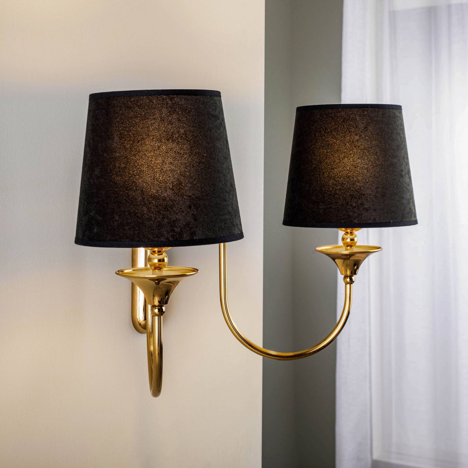 Wandlampe Baranio Jupiter, dimmbar, messing / gold, für Wohn- / Esszimmer, Messing, Wandleuchte, Wandlampe Innen