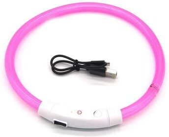 Inspired Finds LED Glowing Dog Collar For Night Safety And Visibility pink 2.30ft