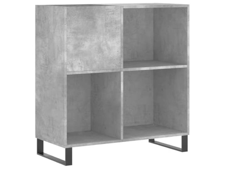 GHVBNMF Plattenschrank Betongrau 84,5x38x89 cm Vinyl Schrank Sideboard Praktische LP Aufbewahrung mit stabiler Ablage und Eisenbeinen fuer Wohnzimmer und Musikbereich.