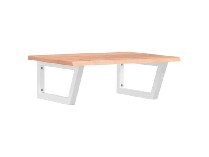 WEMYUFURN Waschtischplatte mit Halterung Stahl und Massivholz Eiche Schweberegal, Trapezform, Stahlhalterung, Eichenholzplatte, Wandmontage, ungebohrte Platte, Stauraum