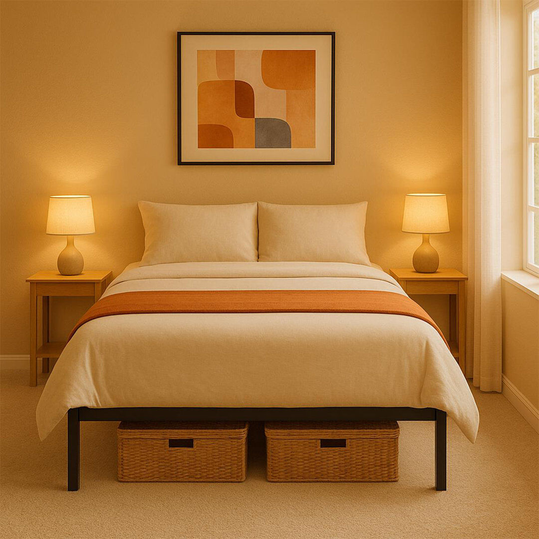17 Stories Platform Metal Bed Frame Modern Black Double