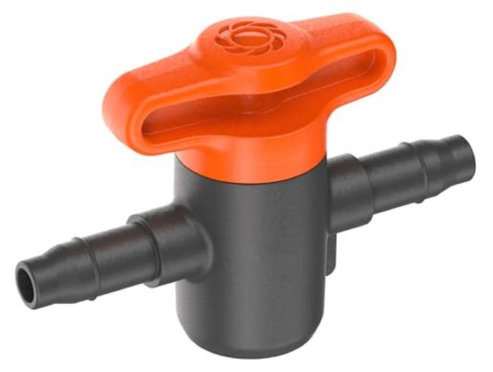 Gardena MicroDrip systeem afsluitkraan, 4,6 mm (3/16 duim): Voor het regelen of afsluiten van afzonderlijke buisgroepen, traploos instelbaar, inhoud: 2 stuks (13217-20)