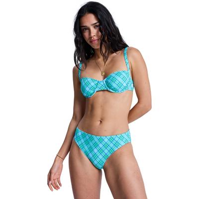 Bikini-Hose ROXY "Printed Essentials Hipster", Damen, Gr. L, grün (katydid as if plaid), Obermaterial: 85% Polyester, 15% Elasthan., Badehosen Bikini-Hose