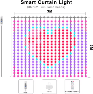Inspire Curations RGB Remote Control Window Curtain Lights 3m X 3m
