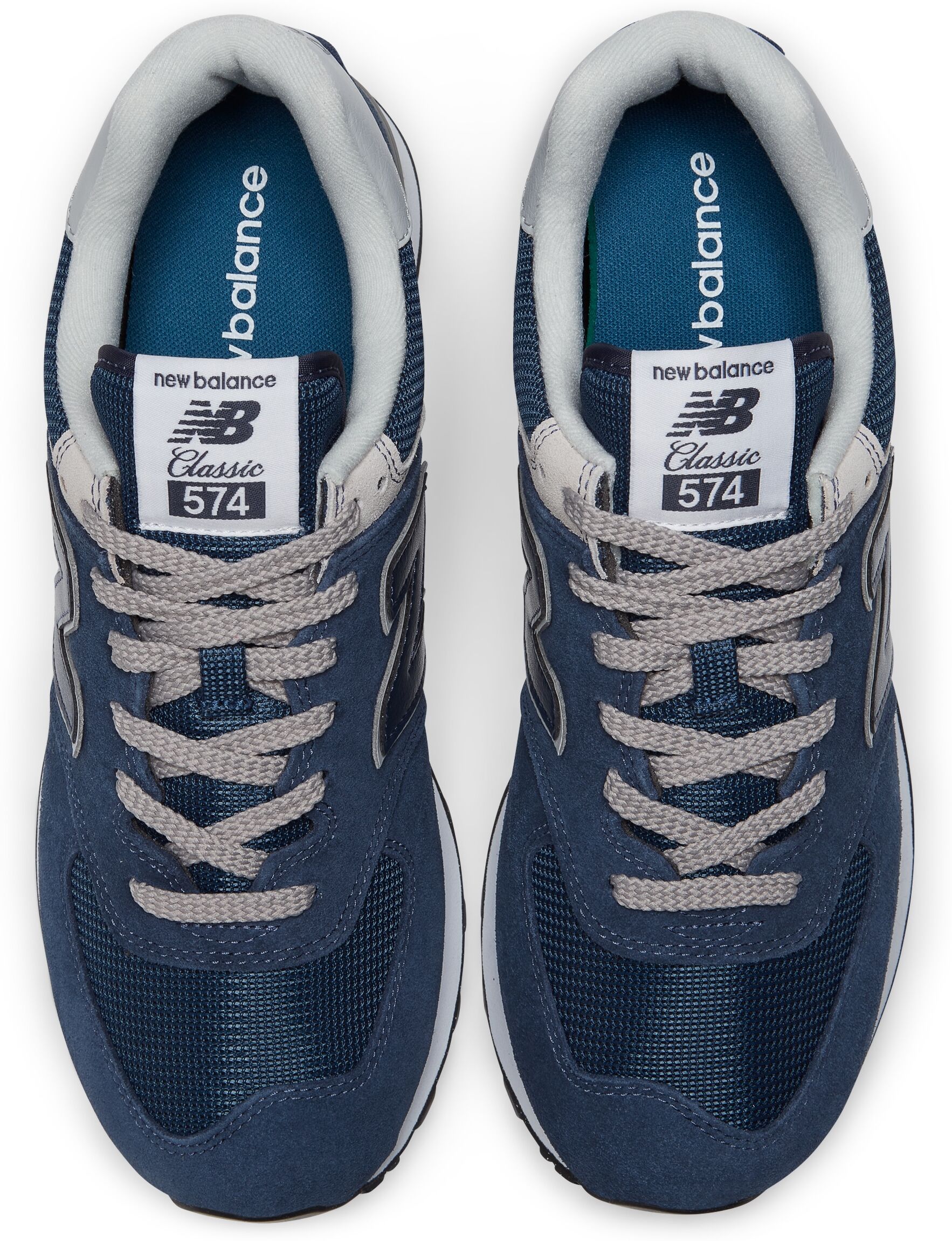 Sneaker NEW BALANCE "ML574 Core", Herren, Gr. 42, blau (dunkelblau, grau), Leder, Textil, Schuhe Sneaker, der ikonische Schuh mit ENCAP-Mittelsohlendämpfung dunkelblau, grau 42