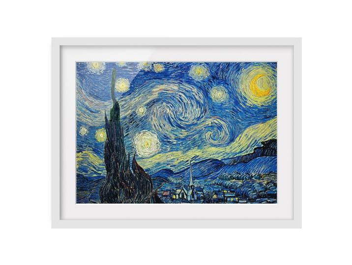 Bild Sternennacht II Teilmassivholz Kiefer, matt lackiert Blau 40 x 30cm