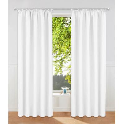 Vorhang OTTO HOME "Raja, Gardinen mit Kräuselband, blickdicht, Wohnzimmer, Topseller" Gr. 3, weiß, B:140cm H:225cm, Polyester, Recyceltes Material, Gardinen, 2er-Set, Bestseller, einfarbig, modern, pflegeleicht, Mikrofaser