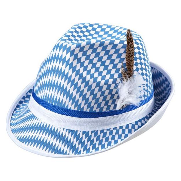 Magni Hut Fedora Bayerische Flagge mit Federn (One Size) (0062B)