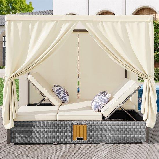 Gartenbank Rotan 2 Personen Schatten reduzierbar