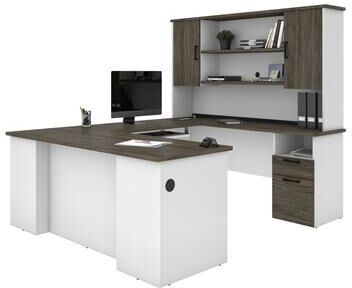Bestar Norma 71W U or L-Shaped Executive Desk with Hutch