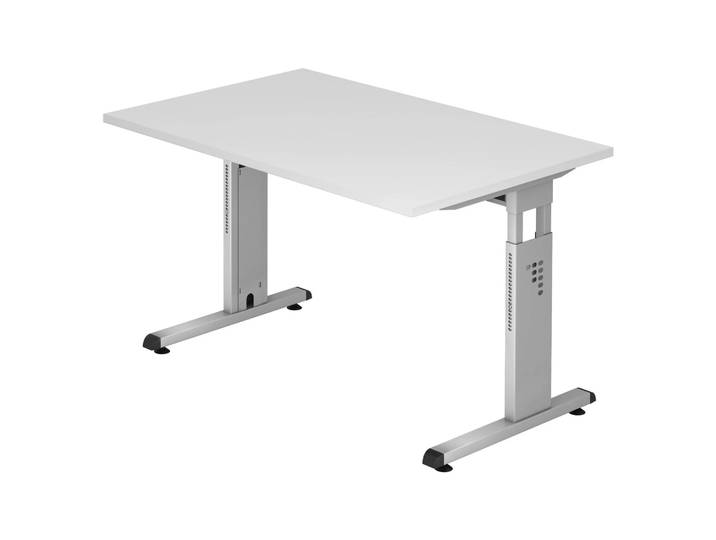 MEGA 12 S Schreibtisch 120 x 80 höhenverstellbar Weiß/Silber