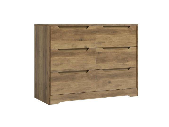 LuxusKollektion Kommode Kommode 6 Schubladen Sideboard Holz Schlafzimmer Wohnzimmer Braun (1 St)
