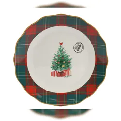 Christmas Decorations 1 Teller 20cm Porzellan Speiseteller Tartan Karomuster Weihnachtsgeschirr Weihnachtsteller Geschirr Weihnachten Küchengeschirr Essteller