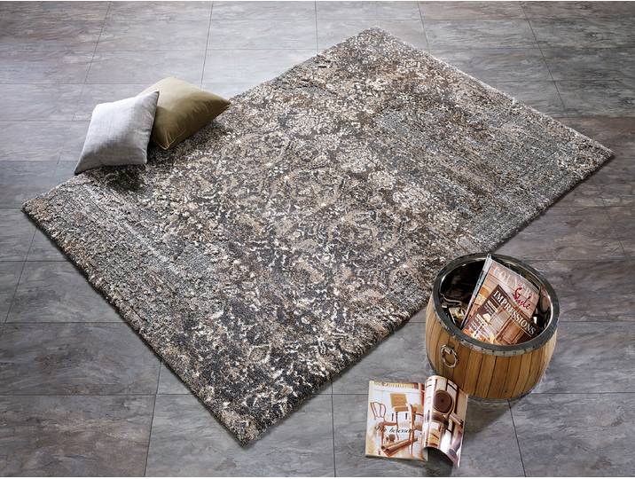 Tapis à poils courts Echo Pearl Beige/Marron/Marron/Beige 65 x 130cm Tissu mélangé