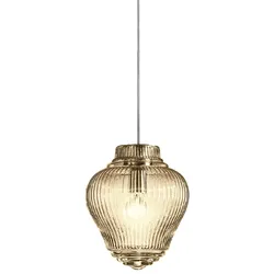 Zafferano Clyde Pendelleuchte aus bernsteinfarbenem, mundgeblasenem Glas mit Rigadin-Verarbeitung und grauem Metallgestell, Durchmesser 23 cm, Höhe 315 cm