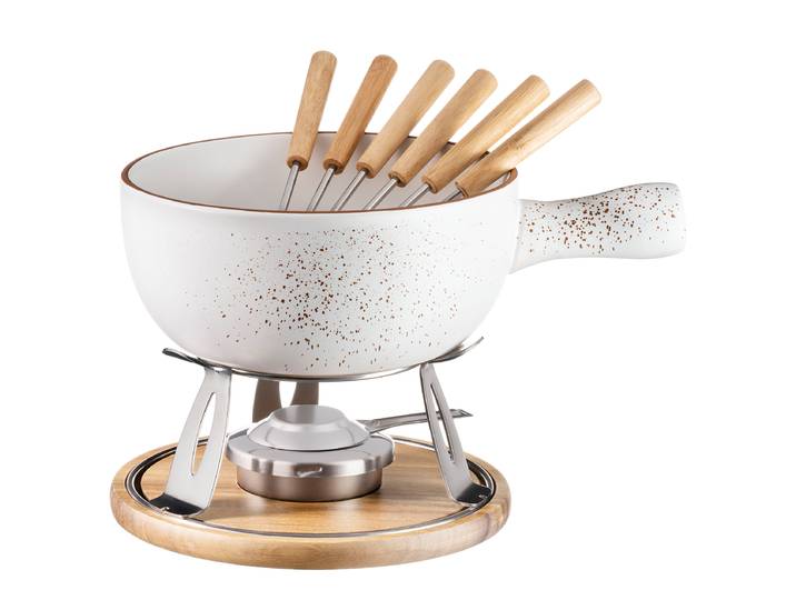 Käsefondue Pintar 10-teilig 42 x 33 x 27cm Weiß/Weiß/Braun