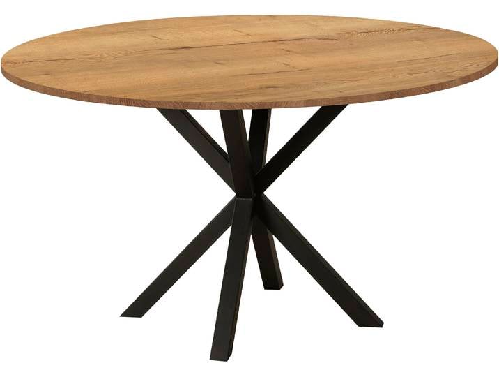 Esstisch OMG DESIGN Kent , braun (natur, schwarz, natur), B:130cm H:77cm T:130cm, Tische, Esstisch, Hochwertige Melamin-Tischplatte mit Metallgestell
