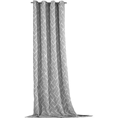Vorhang WECKBRODT "Jasper" Gr. 1, grau, B:140cm H:245cm, Jacquard, Polyester, Gardinen, Jacquard, Ösen, toller 3D-Effekt, blickdicht, Gardine, Store