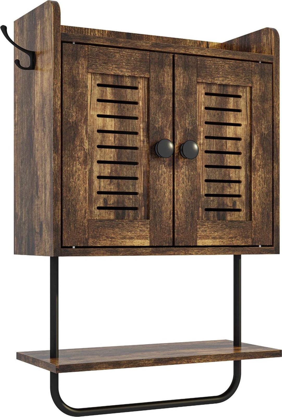 Northix Wandkast met handdoekhouder en haken voor badkamer of keuken