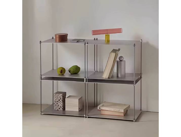 Étagère de rangement modulaire en acier inoxydable Bauhaus, support au sol en forme d'éventail, table de chevet, bibliothèque, table basse mobile pour salon