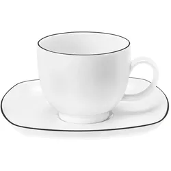 Seltmann, Tasse, Lido Black Line Kaffeetasse mit Untertasse (220 ml, 2x)