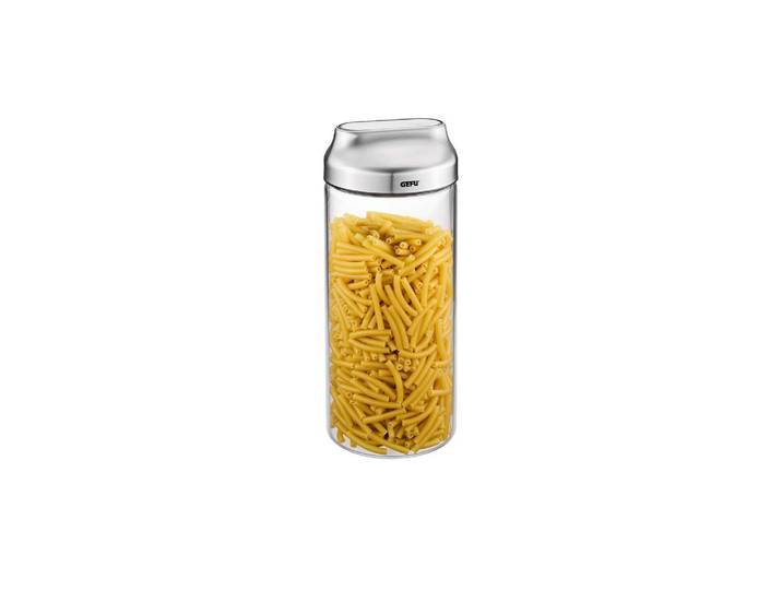 Vorratsdose GEFU Kippo 1,3 l , silber (transparent), Edelstahl, Glas, Kunststoff, Lebensmittelaufbewahrungsbehälter, Vorratsdose