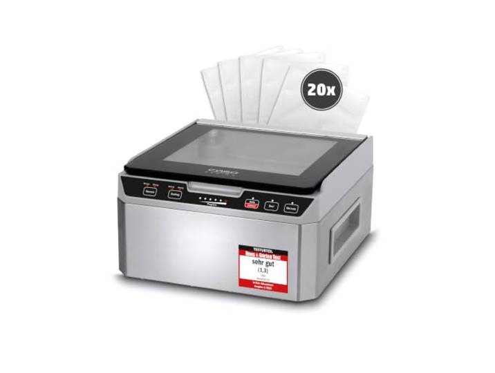CASO VacuChef 40 - Kammervakuumierer aus Edelstahl, 3L Vakuumkammer 70 Liter/Minute, Doppelte Schweißnaht, Einstellbare Vakuum- Und Schweißzeit