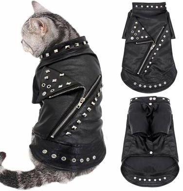 Happy Pet Pantry Leather Cat Jacket: Warm Pet Clothes For Autumn Winter L 1