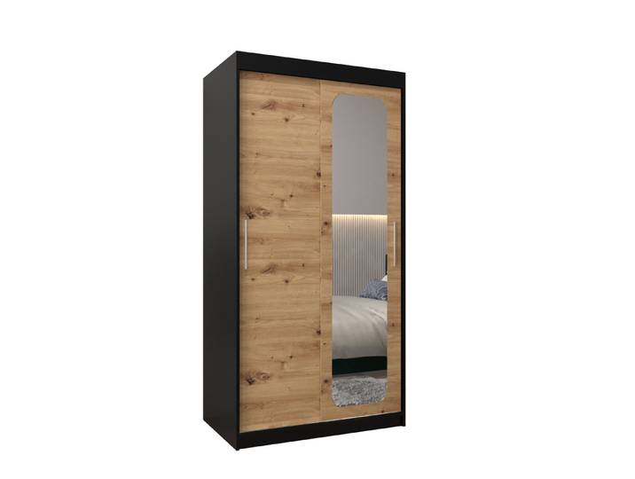ABIKS MÖBEL Schwebetürenschrank Promo T2 Schlafzimmerschrank - mit Spiegel, Kleiderstange, Regalen