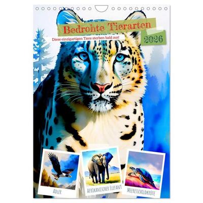 Bedrohte Tierarten 2026 (Wandkalender 2026 DIN A4 hoch), CALVENDO Monatskalender