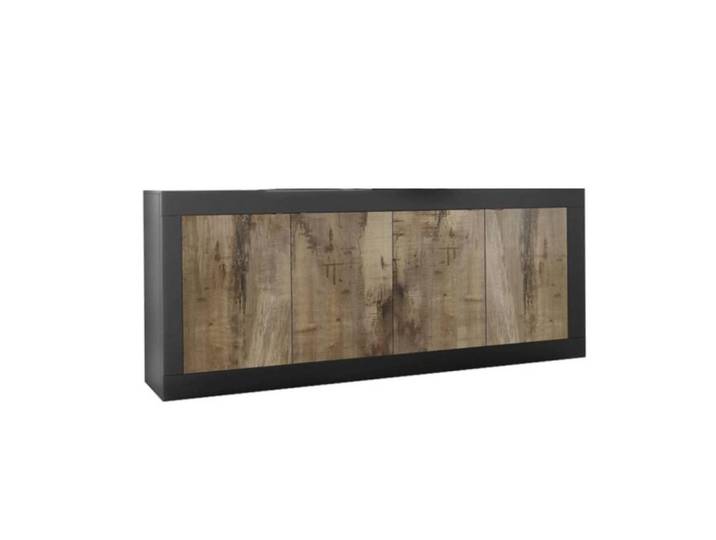 Calicosy Buffet 4 Türen Initial - L207 cm, Schwarz, 43x86x8 cm, Kleinmöbel, Kommoden, Sideboards