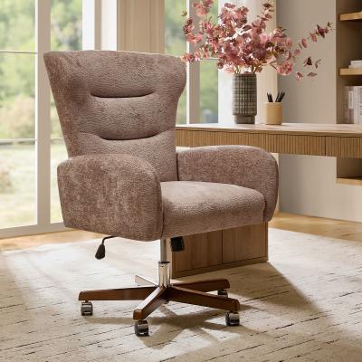 HULALA HOME Josephine Modern Chenille Office Chair with Adjustable Height and Solid Wood Legs